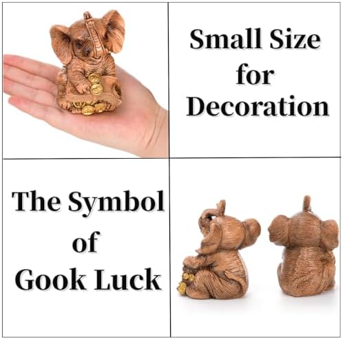 4 Pack Lucky Elephant Statues for Home Decor