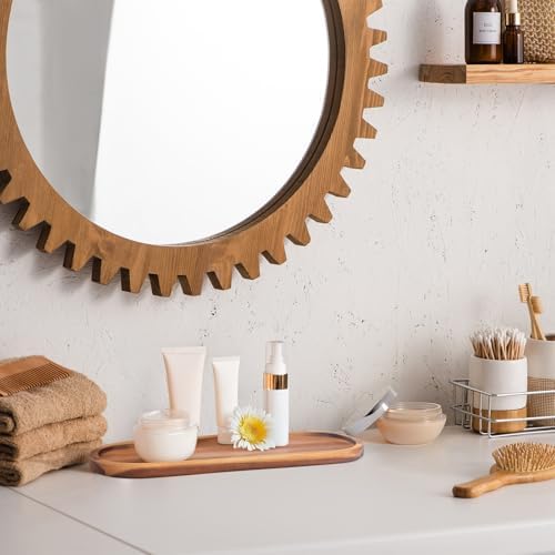 GinSent Wooden Vanity Bathroom Tray with Raised Edges