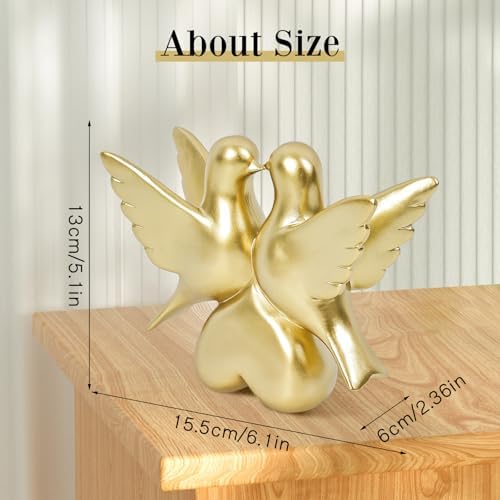 Gold Kissing Doves Figurines Home Decor Statues
