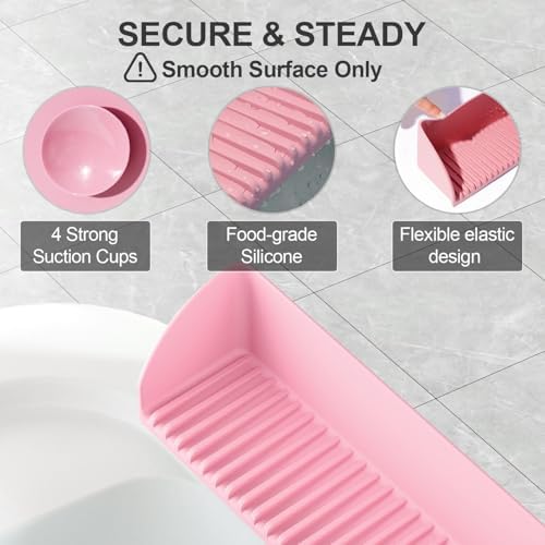 Roslim 2Pack Silicone Splash Guard for Kids with 4 Suction Cups Pink