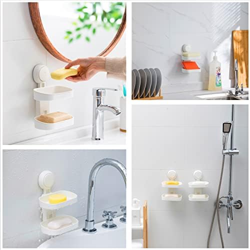 TAILI Double Layer Soap Holder Suction Cup Design for Bathroom and Kitchen