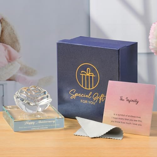 PEEYHONY Crystal Rose Wedding Anniversary Keepsake Ornament