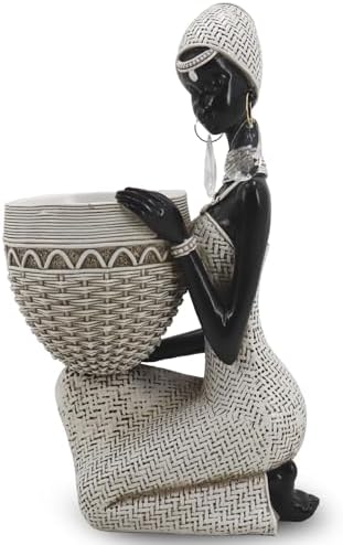 Handmade White Tribal Woman Sculpture with Crystal Earrings