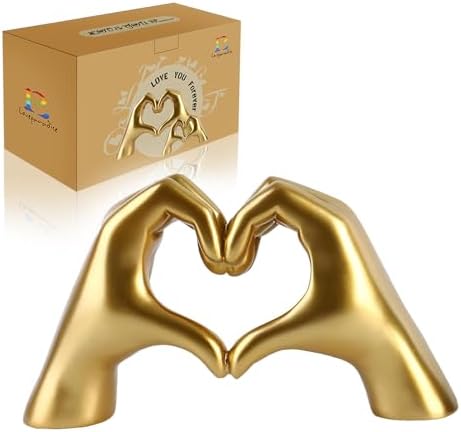 Loveparadise Gold Decor Heart Hands Sculpture for Living Room