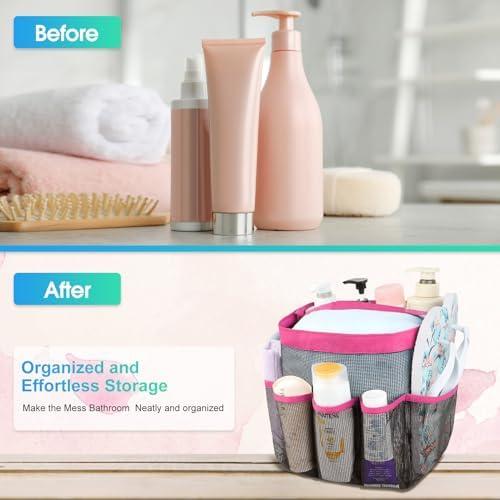 Attmu Mesh Shower Caddy with 8 Pockets for Dorm Room and Travel