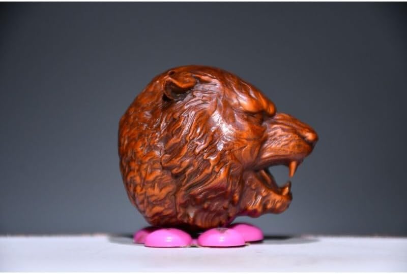 Handmade Boxwood Tiger Head Zodiac Statue for Home Decor