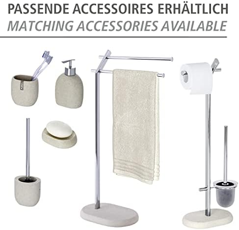 WENKO Free Standing Toilet Brush Holder Steel Beige