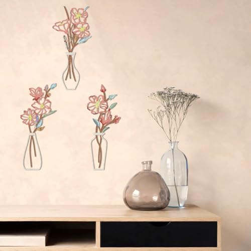 Primst 3 Pcs Metal Flower Wall Art - Rustic Boho Decor