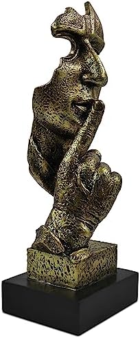 Silence is Golden Resin Statue 12 Bronze Thinker Decor