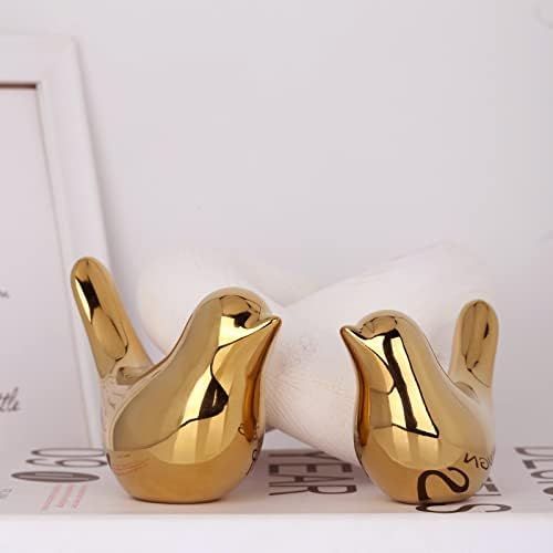 XMGZQ 2 Pcs Gold Bird Sculptures for Home Decor