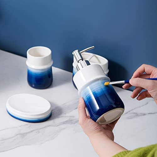 Navy Blue 4-Piece Ceramic Bathroom Accessory Set