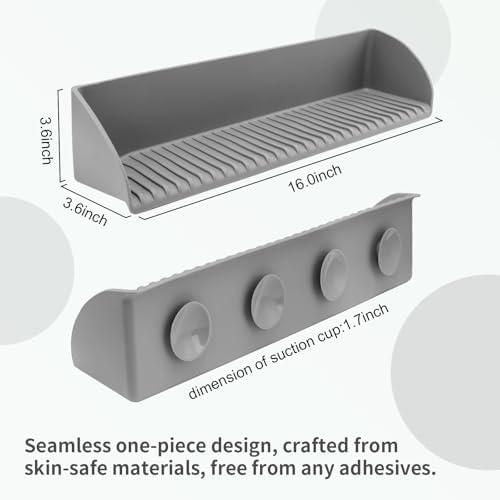 BUQ Splash Guard for Bathtub - 4 Suction Cups Gray 1 Pack