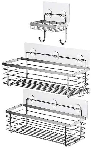 ODesign 3 Pack Shower Caddy - Rustproof Stainless Steel Suction Cup Organizer