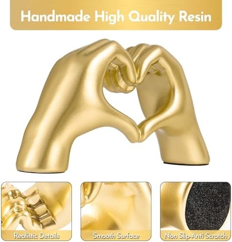 Heart Hands Sculpture - Gold Decor Living Room Accent