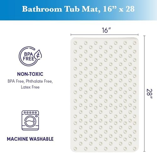 Epica Non Slip Bath Mat - 16 x 28 Real Rubber