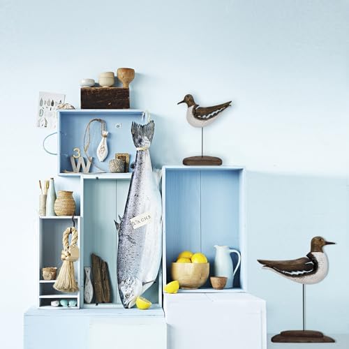 Wood Seagull Figurine Nautical Decor Statue