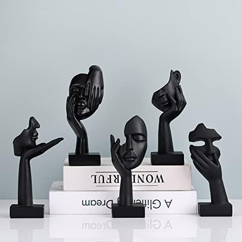 3 Pcs Black Abstract Art Statues Set for Home Decor