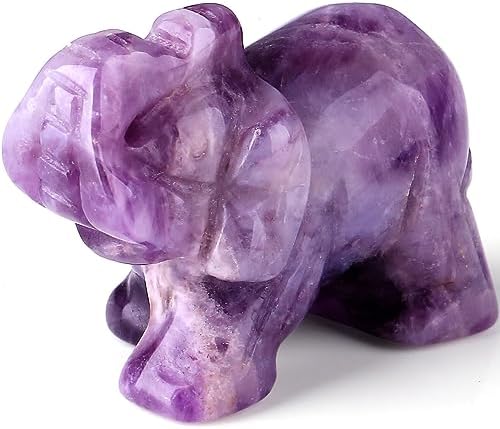 Qinjiejie Amethyst Elephant Healing Statue