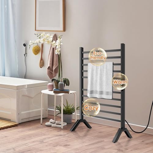 Poloma Wall Mounted Towel Warmer Rack Electric Stainless Steel Matt Black