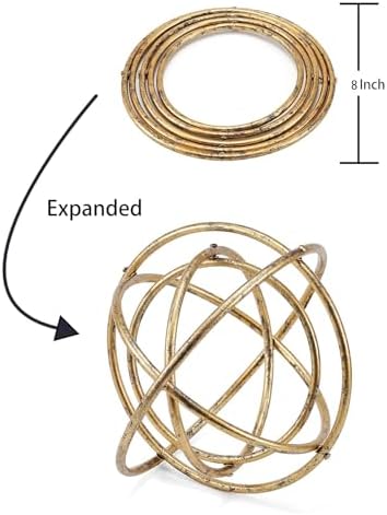 8 Inches Foldable Golden Iron Decorative Sphere