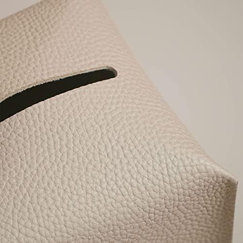 OLETHA Square Tissue Box Cover - Light Taupe 1