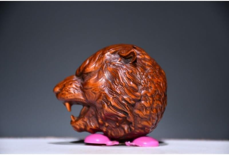 Handmade Boxwood Tiger Head Zodiac Statue for Home Decor