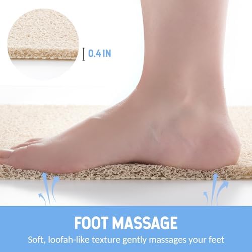 Hargiis Non-Slip Bath Mat with Foot Scrubber - Grey 40x28