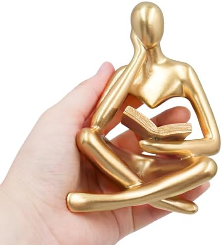 Jinkoozz Gold Reading Women Statue Sculpture