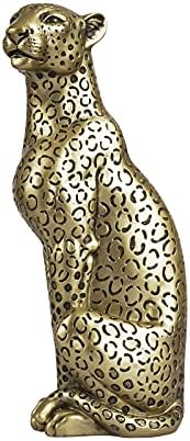 Cheetah Statue Home Decor Resin Sitting Figurine Champagne Gold