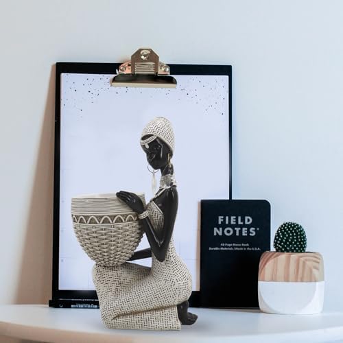 Handmade White Tribal Woman Sculpture with Crystal Earrings
