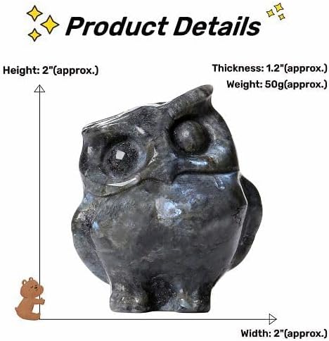 YATOJUZI Owl Decor Labradorite Crystal Sculpture 1