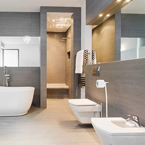 Toilet Brush Holder with Roll Holder - Modern WhiteChrome