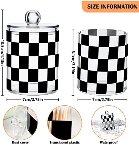 Fustylead 2 Pack Checkered Q-tip Holder Dispensers