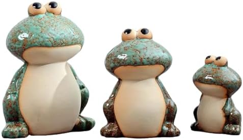 Cute Ceramic Frog Garden Statues Set of 3