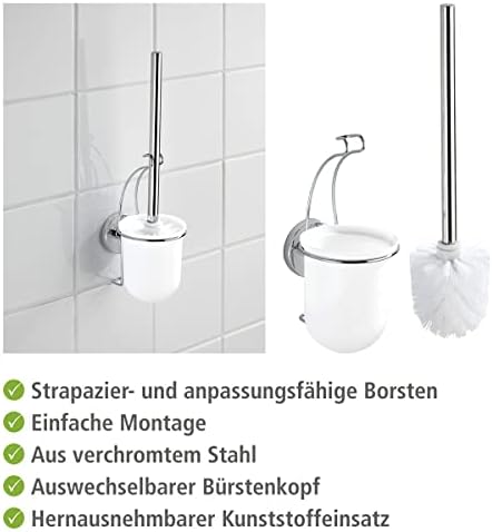 Wenko Vacuum-Loc Wall Toilet Brush Set Silver