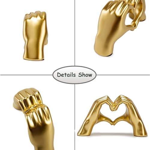 Small Heart Hands Statue in Gold - Cute Love Decor for Home and Office