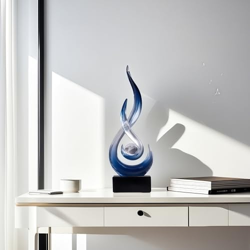 Flame Sculpture Modern Resin Art Decoration in Blue Gradient