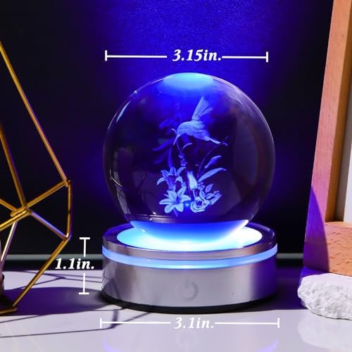 Movdyka 3D Crystal Hummingbird Decor with LED Base