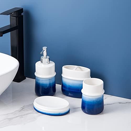 Navy Blue 4-Piece Ceramic Bathroom Accessory Set