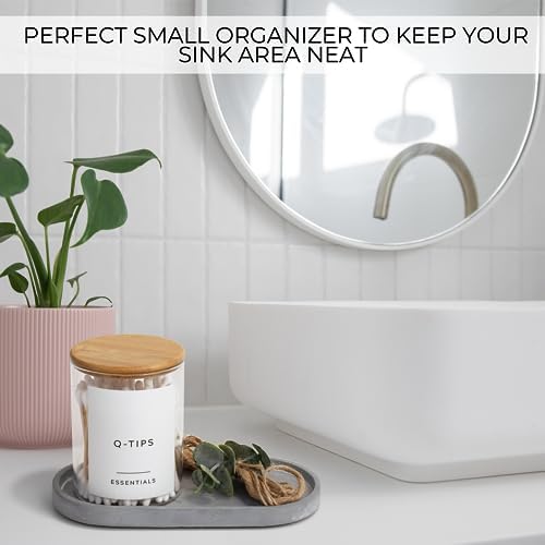 KIBAGA Modern Concrete Vanity Tray - Bathroom Kitchen Organizer