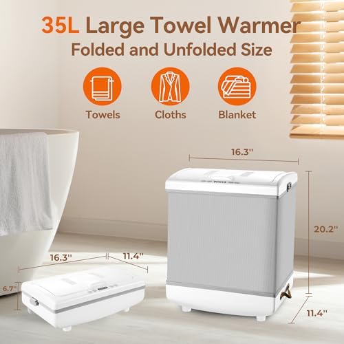 YOSHIKO Heated Towel Warmers 35L Electric Bucket with Timer and LED Display