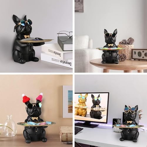 French Bulldog Resin Statue Key Holder Tray Decor