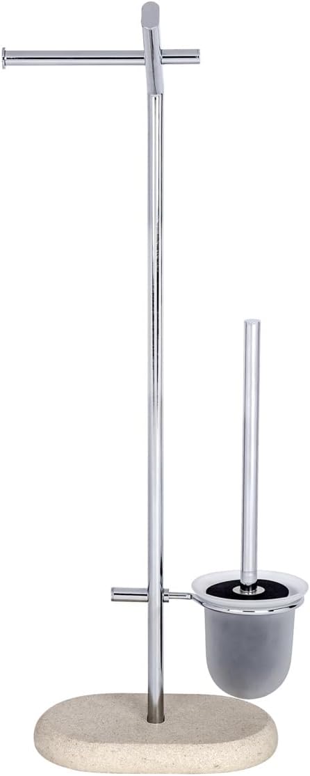 WENKO Free Standing Toilet Brush Holder Steel Beige