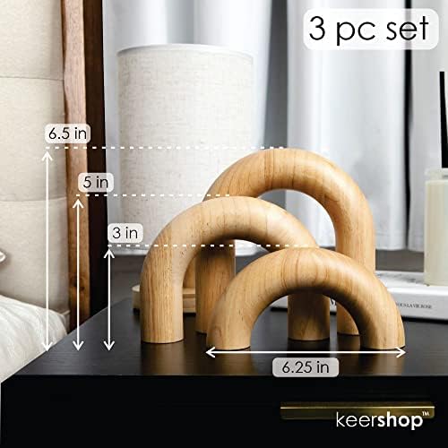KeerShop 3-Piece Natural Wood Arches Decor Set