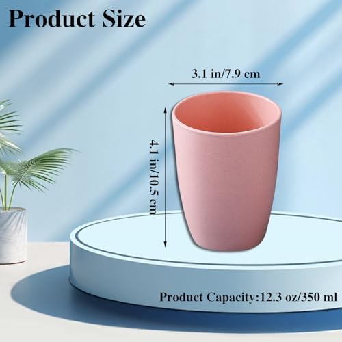 Zgwansui 5-Pack Green Wheat Straw Tumblers 12OZ Reusable Stackable Cups