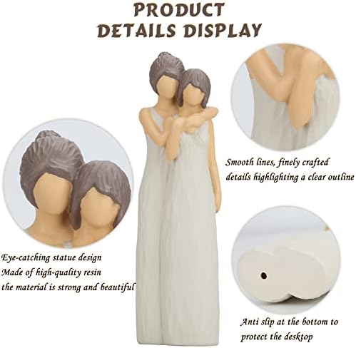 LCCCK Mother Daughter Hugging Figurines Resin Sculpted Statue for Mom Grandma Birthday Gifts
