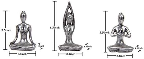 Leekung Yoga Meditation Statue Set of 3 Antique Silver