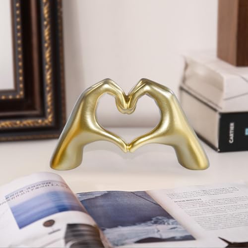 Loveparadise Gold Decor Heart Hands Sculpture for Living Room