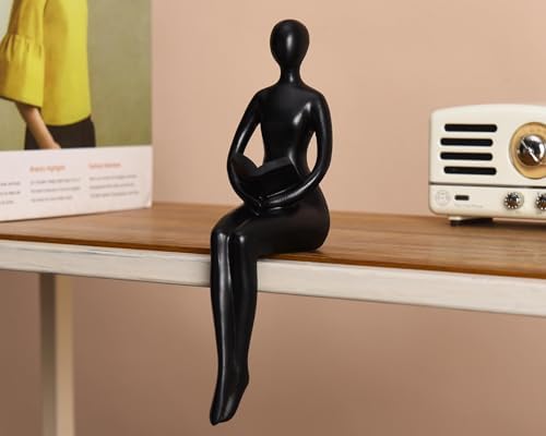 Quoowiit Black Thinker Statue Bookshelf Decor Set of 3