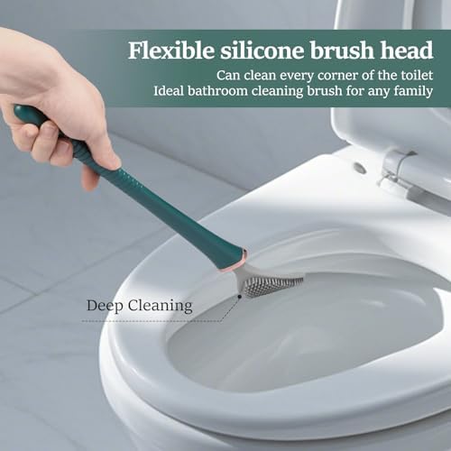 3Pcs ABS Shell Toilet Brush with Wall Mount Holder and Flexible Bristles